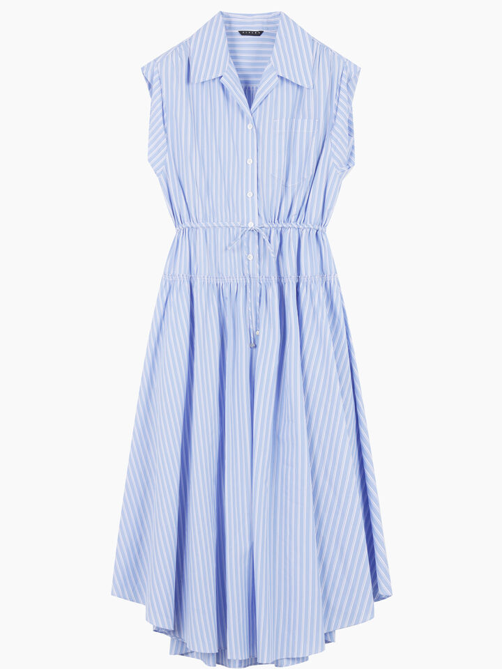 Light blue sleeveless dress with stripes - sisley k midi dresses - Light Blue | Sisley K image number 1